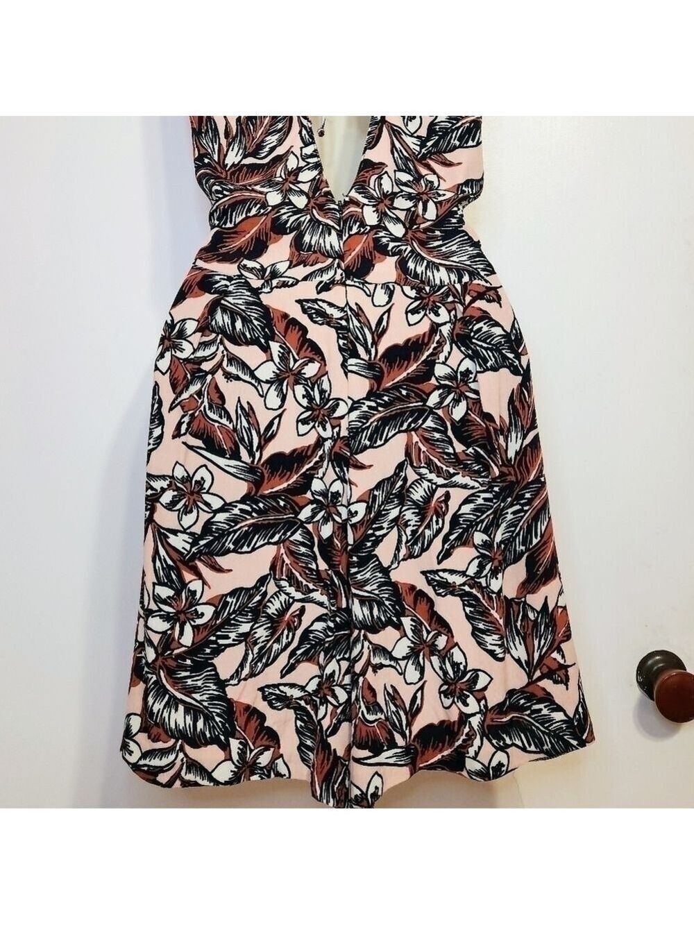 Zara Woman Peach Black Floral Print Romper X Small - Picture 8 of 12